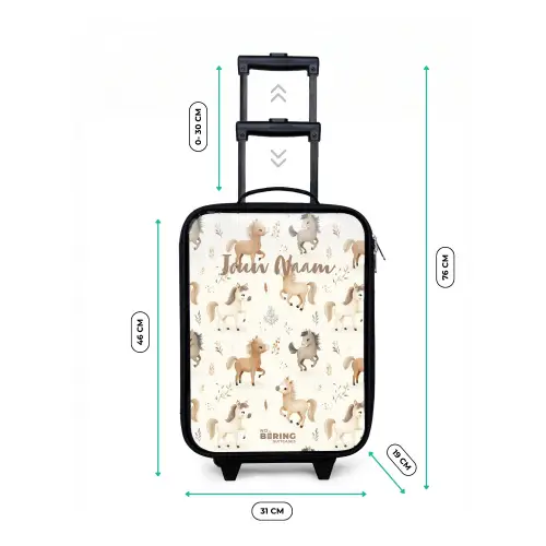 Patroon van veulens in beige en bruin kleuren Kinderkoffer - Zwart klein -productfoto_formaten
