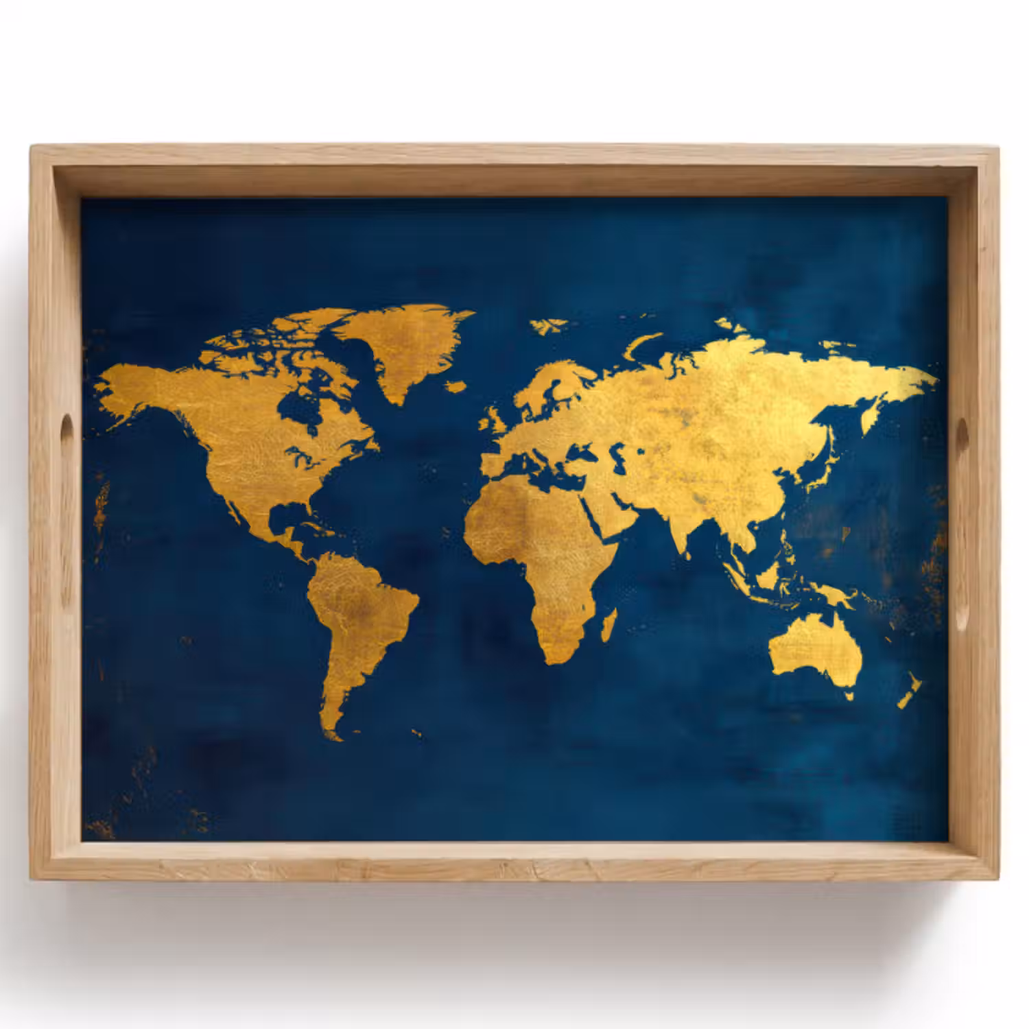 Tablett - Weltkarte - Gold - Dunkelblau