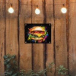 Hamburger - Graffiti - Verf - Kleurrijk - Eten - Abstract tuinposter los doek klein -sfeer1