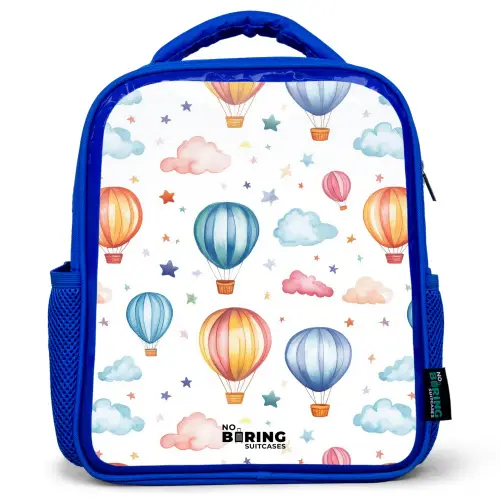 Gekleurde luchtballonnen met sterren en wolken Kinderrugzak - Blauw middel -3d