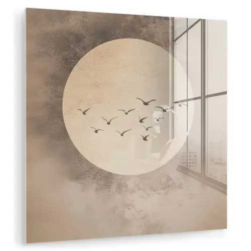 Vogel - Beige - Japandi plexiglas 5mm klein -zzzproduct_nieuw