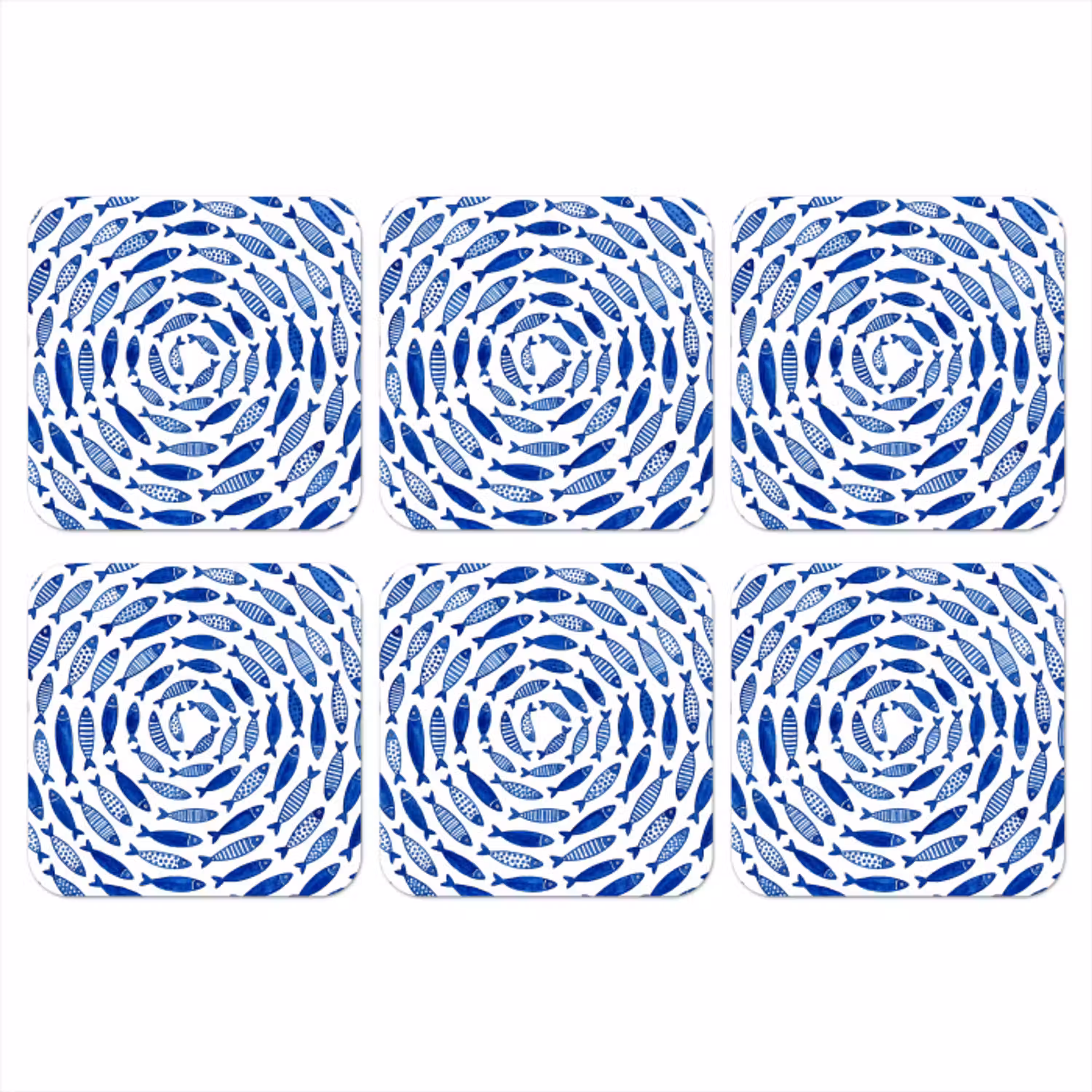 Vis - Patroon - Onderwater - Abstract - Blauw onderzetter kurk middel -3d