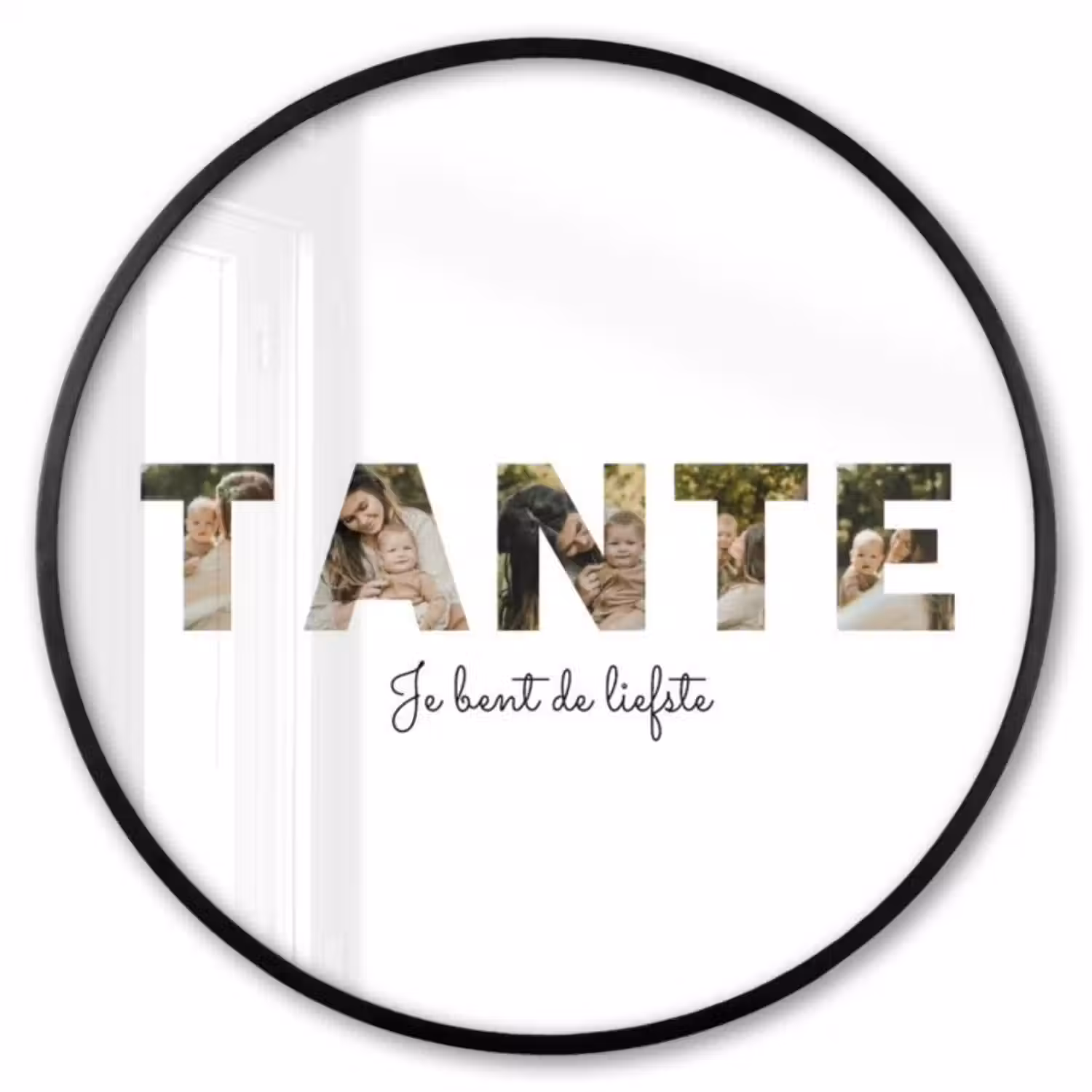 Gepersonaliseerde ronde fotolijst - Tante - Lettercollage