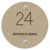 Beige met stippen - Klassiek Naambord Rond klein -3d