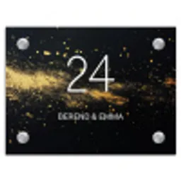 Gouden verfspatten - Klassiek Naambord Rechthoek middel -3d