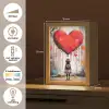 Meisje - Hart - Graffiti - Kunst - Kleuren - Rood Light Box met kabel (Tafellamp) klein -USP_NL