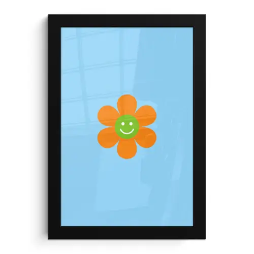 Bloem - Smiley - Kleurrijk fotolijst zwart zonder passe partout klein -3d