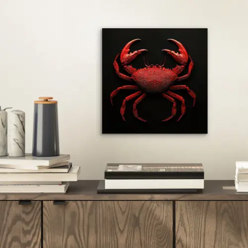 Krab - Rood - Vissen - Schaaldieren aluminium wit klein -sfeer1