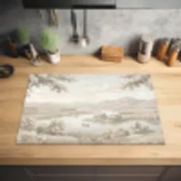 Rivierlandschap - Bergen - Natuur - Vintage - Beige Inductie beschermer vinyl 3mm klein -sfeer5