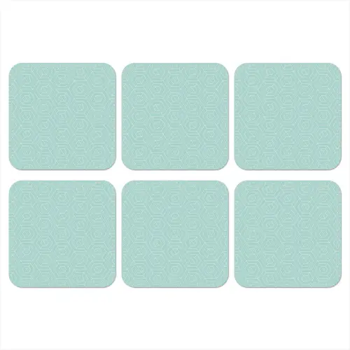 Turquoise - Patroon - Lijnen onderzetter kurk middel 366 -3d