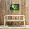 Zonnestralen in een groen bos Tuinposter op houten frame 2 cm dik klein -sfeer4