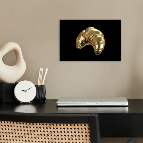 Croissant - Brood - Goud - Zwart poster papier klein -sfeer1