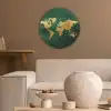 Wereldkaart - Groen - Goud Akoestische PET Vilt - Rond klein -sfeer1
