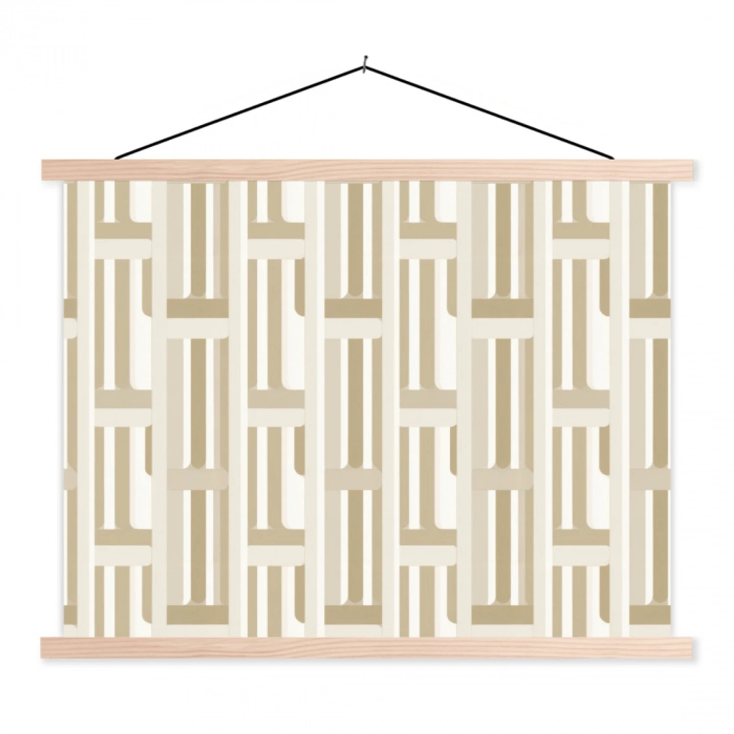 Modern - Geometrisch - Beige textielposter latten blank klein 122 -3d