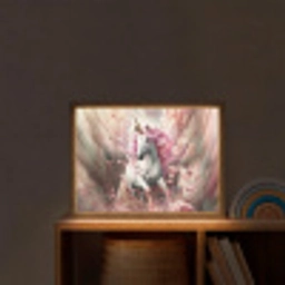 Eenhoorn - Meisje - Roze - Bloemen - Sprookje Light Box met batterij (Wandlamp kind) middel -sfeer1_kind