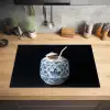 Kokosnoot - Eten - Delfts blauw - Drinken Inductie beschermer vinyl 3mm klein -sfeer5