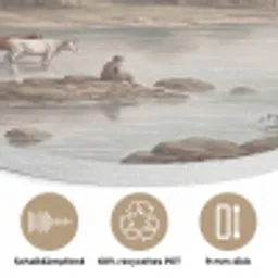 Landhuis - Rivier - Vee Akoestische PET Vilt - Rond klein -closeup_DE