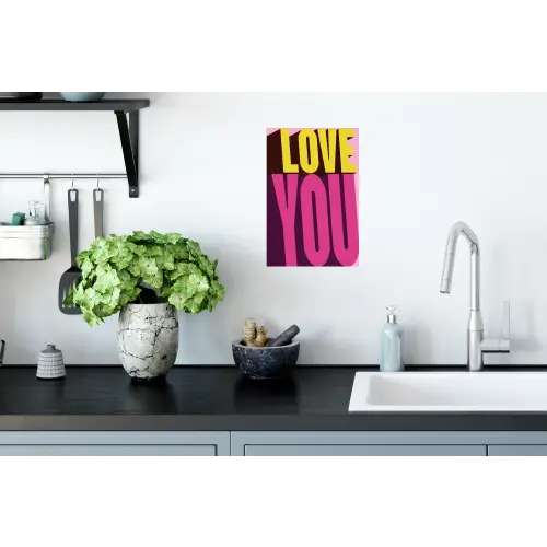 Love - Tekst - Roze - Valentijn Muursticker klein -keuken