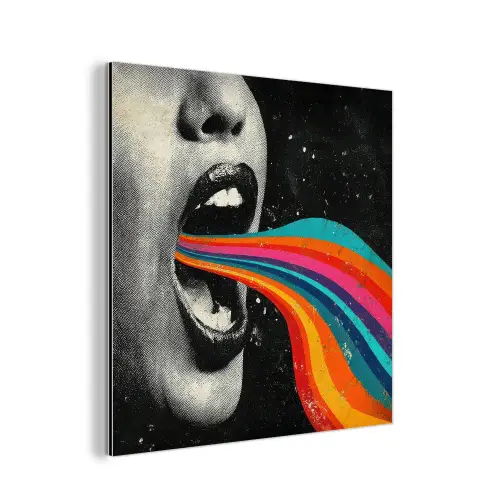 Mond - Golven - Regenboog aluminium wit klein -3d