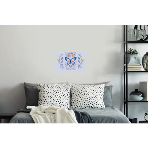 Vlinder - Lichtblauw - Sierlijk - Bloemen Muursticker klein -slaapkamer