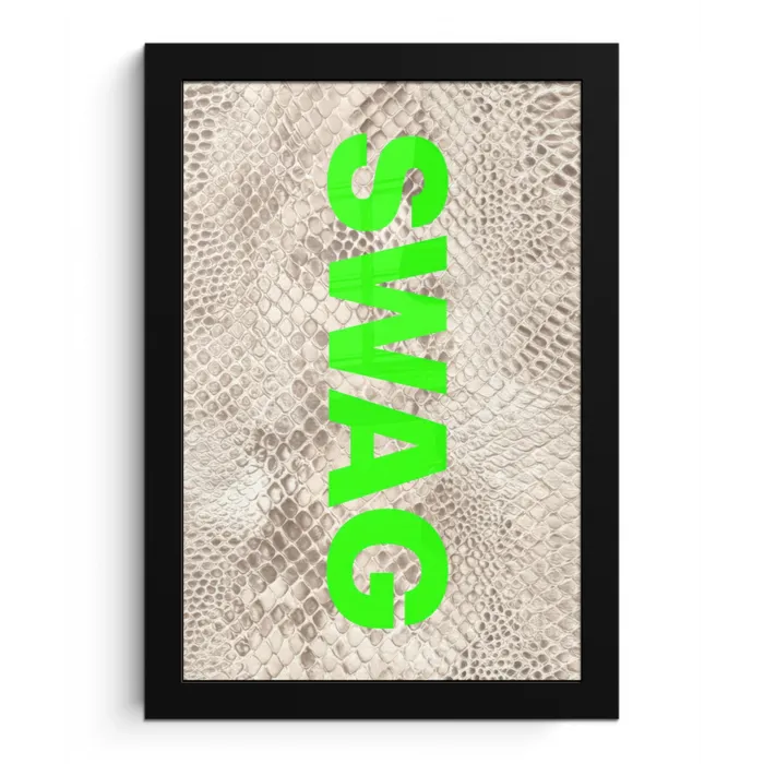 Slangenprint - SWAG - Neon - Groen fotolijst zwart zonder passe partout klein -3d