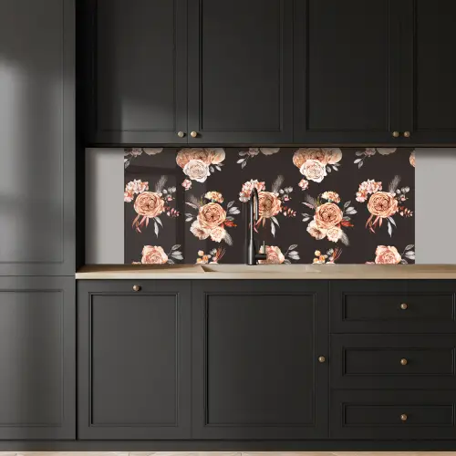 Patronen - Rozen - Zwart keuken achterwand 2 middel 871 -sfeer1