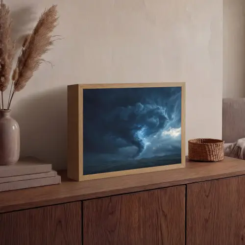 Tornado - Duister - Wolken Light Box met batterij (Wandlamp) middel -sfeer2