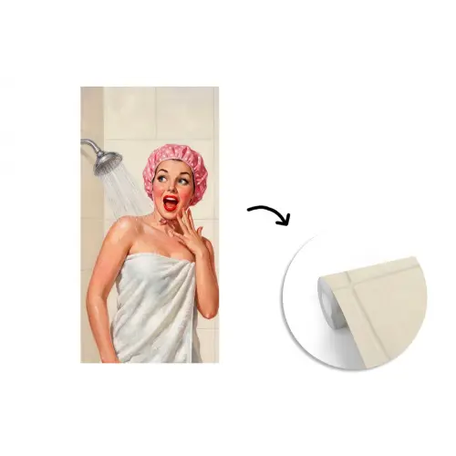 Vrouw - Douche - Roze fotobehang vinyl groot -3d