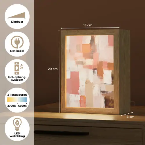 Kunst - Roze - Abstract Light Box met kabel (Tafellamp) klein -USP_NL