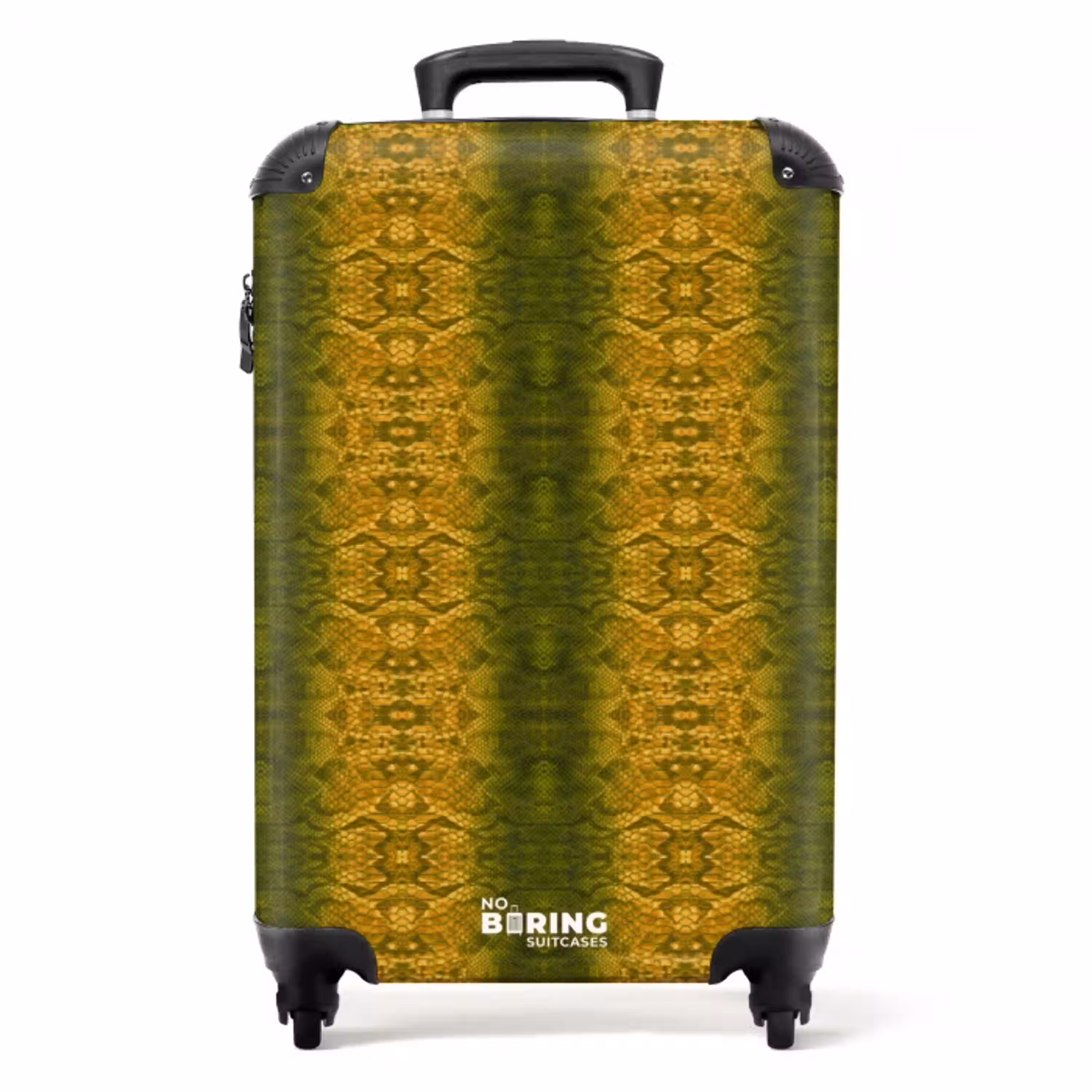 Geel groen slangenhuid met symmetrische schubstructuur NBS - Handbagage koffer - Volwassenen Unisex middel -productfoto_recht