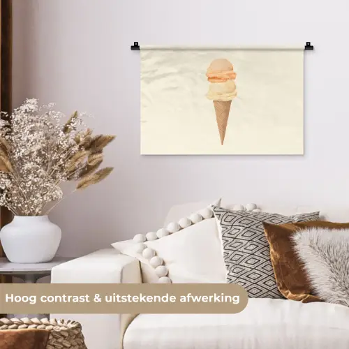 Minimalistisch - Schepijs - Hoorntje - Beige Wandkleed katoen klein -sfeer1