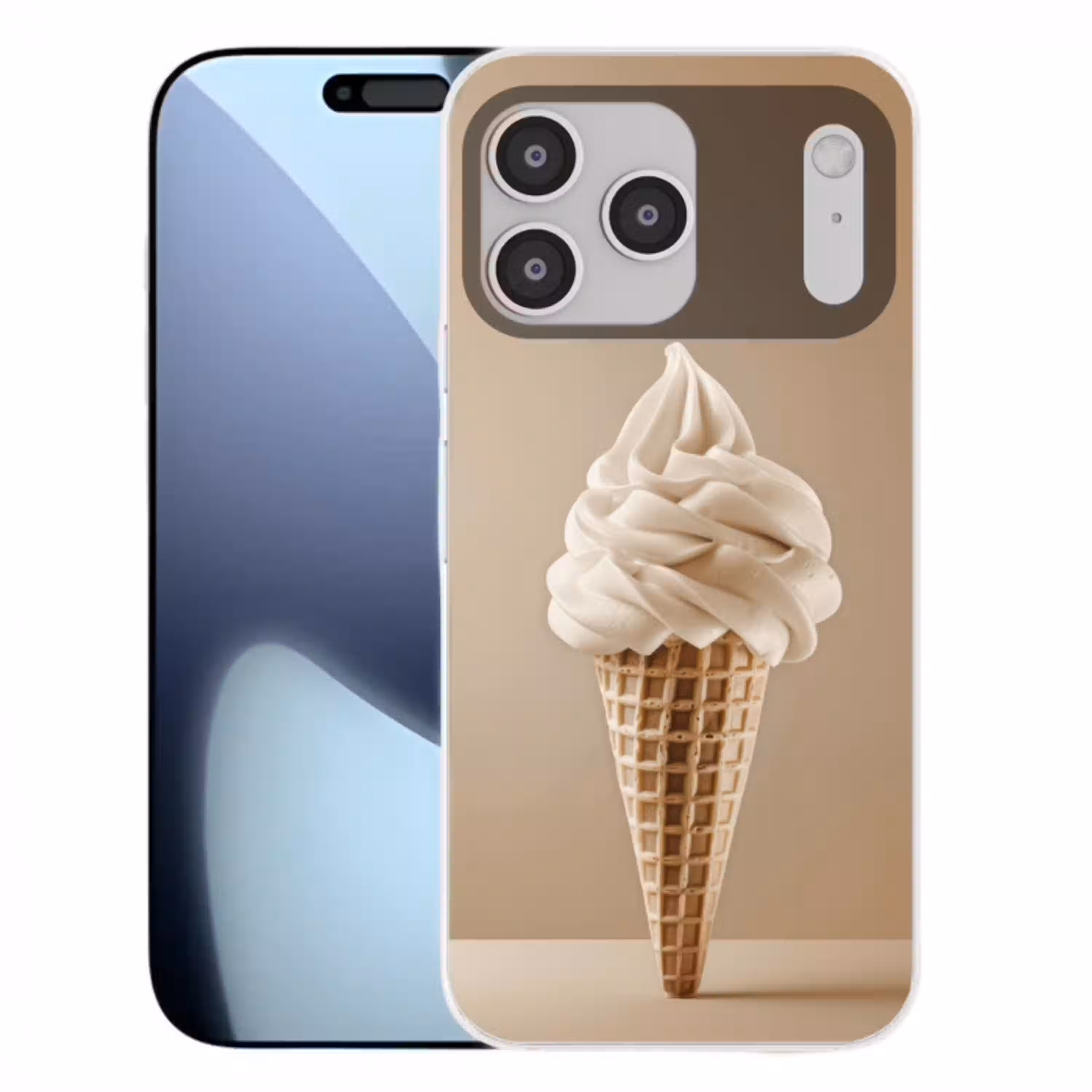 IJs - Softijs - Romig - Hoorntje - Beige Telefoonhoesje iPhone 17 Pro Max klein -3d