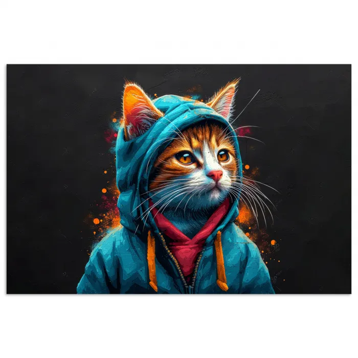 Graffiti - Kat - Zwart - Jas poster papier klein -3d