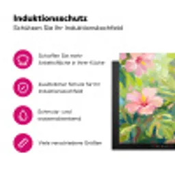 Papagaai - Hibiscusbloemen - Kleurrijk Inductie beschermer vinyl 3mm klein -zzzzzzz-lf-ups