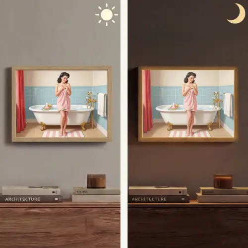 Badkamer - Vrouw - Roze Light Box met batterij (Wandlamp) middel -sfeer3