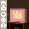 Bonjour - Roze - Fel groen Light Box met batterij (Wandlamp) middel -USP_websiteoverzichtNL