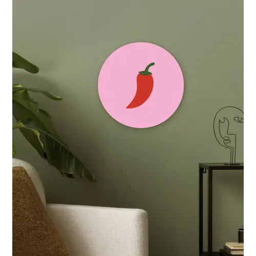 Peper - Rood - Illustratie Wandcirkel kunststof plaat 5mm dik klein -sfeer3