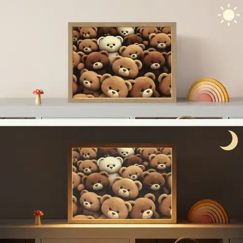 Teddybeer - Knuffel - Bruin - Beer - Jongens - Meisjes Light Box met batterij (Wandlamp kind) middel -sfeer3_kind