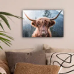 Schotse hooglander - Bergen - Portret canvas 2cm klein -sfeer1
