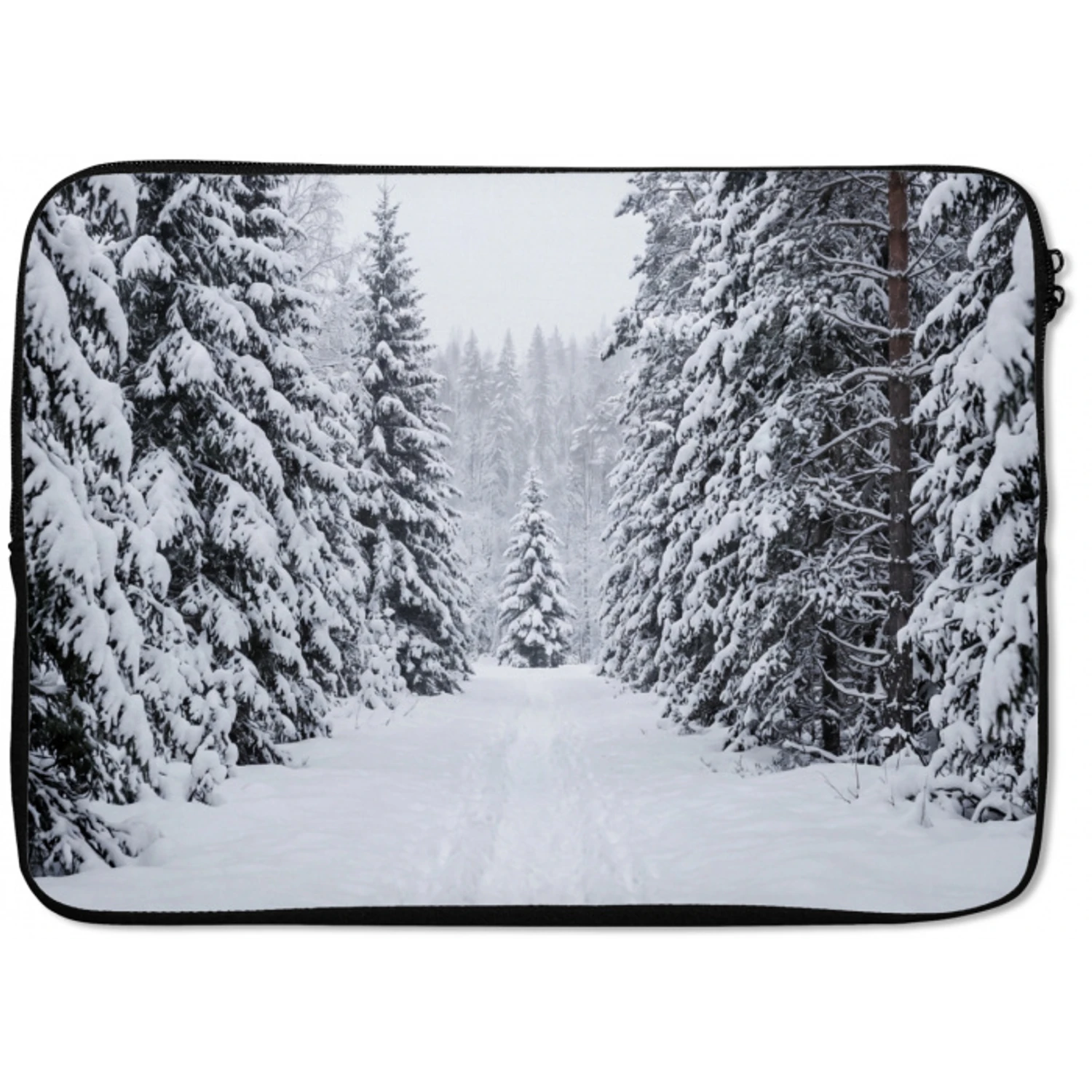 Bos - Winter - Sneeuw - Pad - Natuur laptophoes neopreen klein -zkaufland3dotto