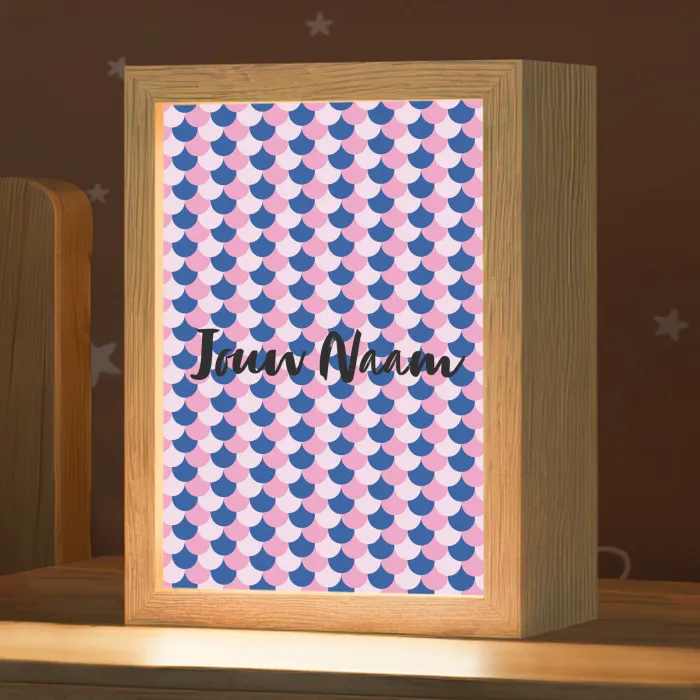 Schubben - Patroon - Blauw - Roze Light Box met kabel (Kinderlampje) klein -zzz_3d_website