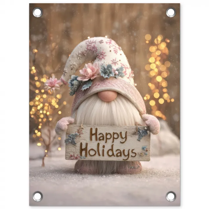 Kerst - Gnome - Bord - Kleurrijk tuinposter los doek klein -3d