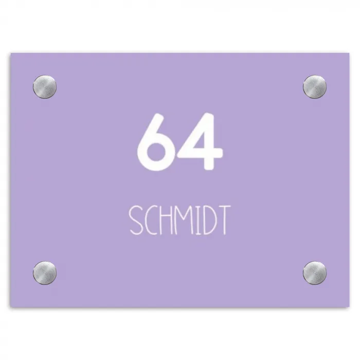 Effen - Lila - Modern Naambord Rechthoek middel -3d