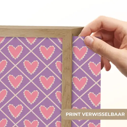Ruit - Patroon - Paars - Hartjes Light Box met batterij (Wandlamp) middel 907 -USP_websiteprintNL