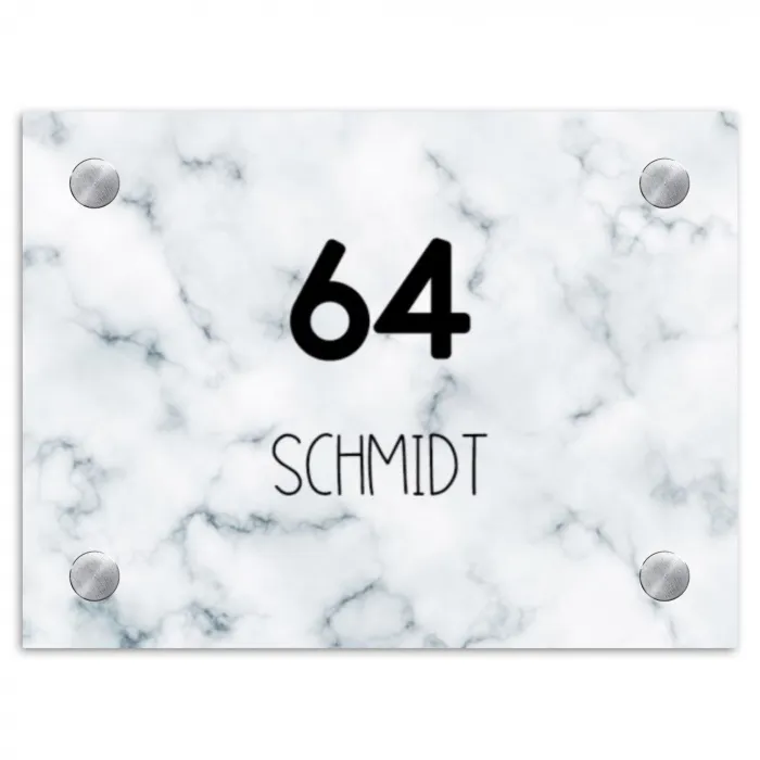 Lichtblauw marmer - Modern Naambord Rechthoek middel -3d