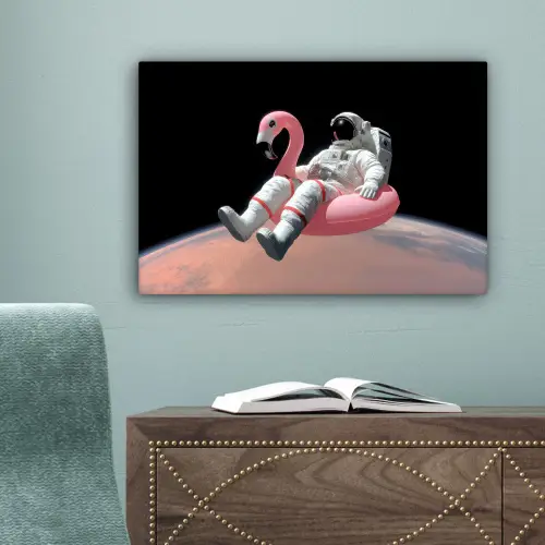 Astronaut - Flamingo - Zwemband - Roze canvas 2cm klein -sfeer4