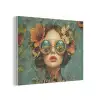 Vrouw - Bloemen - Vlinders - Natuur - Vintage PET vilt klein -3d