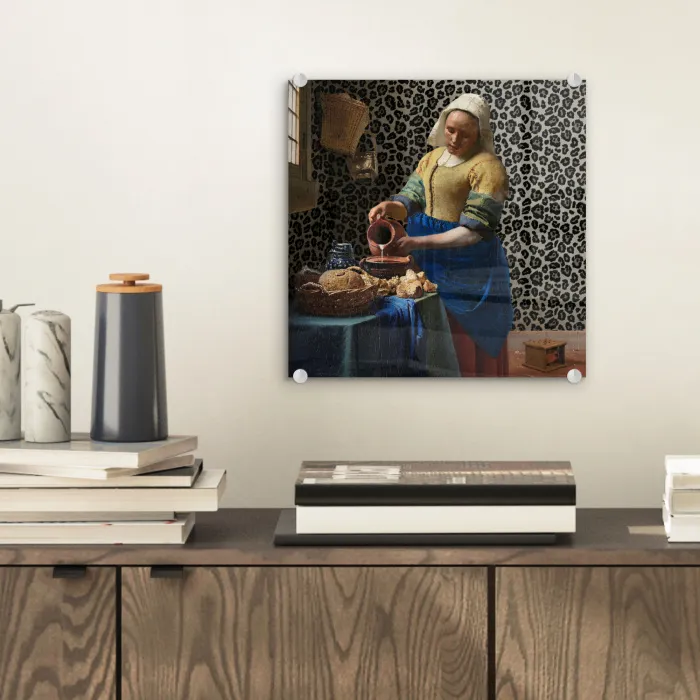 Melkmeisje - Kunst - Panterprint - Vermeer - Schilderij - Oude meesters plexiglas 5mm klein -sfeer1