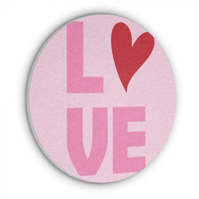 Love - Roze - Hart - Valentijn Akoestische PET Vilt - Rond klein -3d