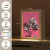 Bladeren - Rond - Roze Light Box met kabel (Tafellamp) klein -USP_NL
